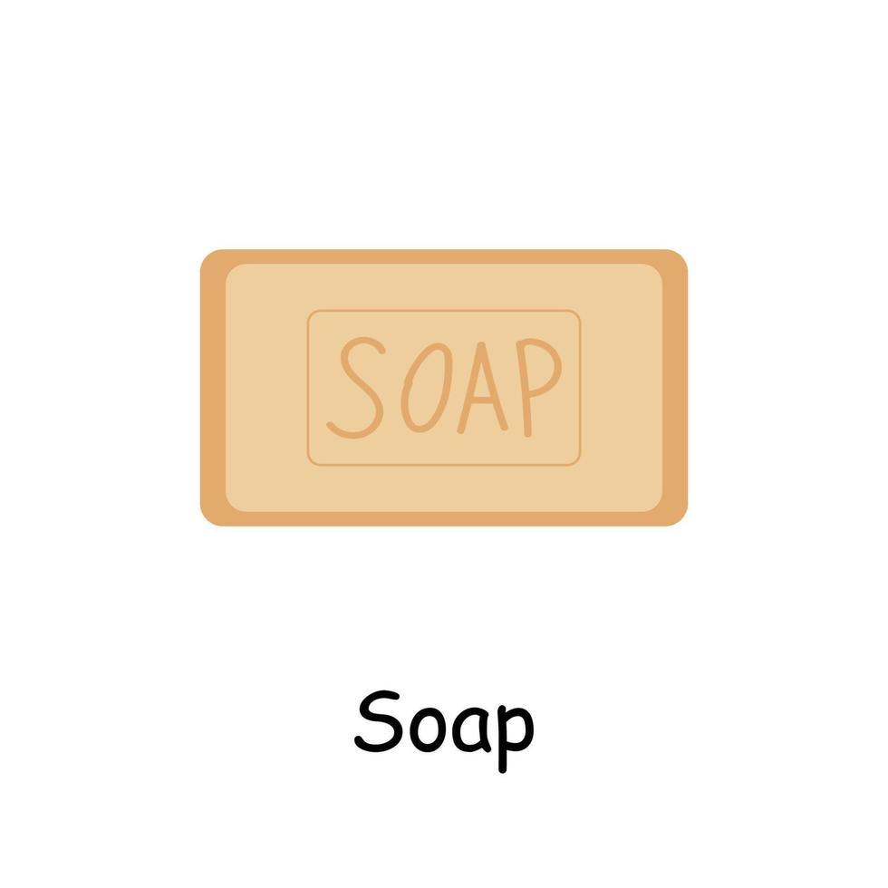 ilustración de elementos de baño pieza de jabón de manos amarillas. ilustración de baño vector