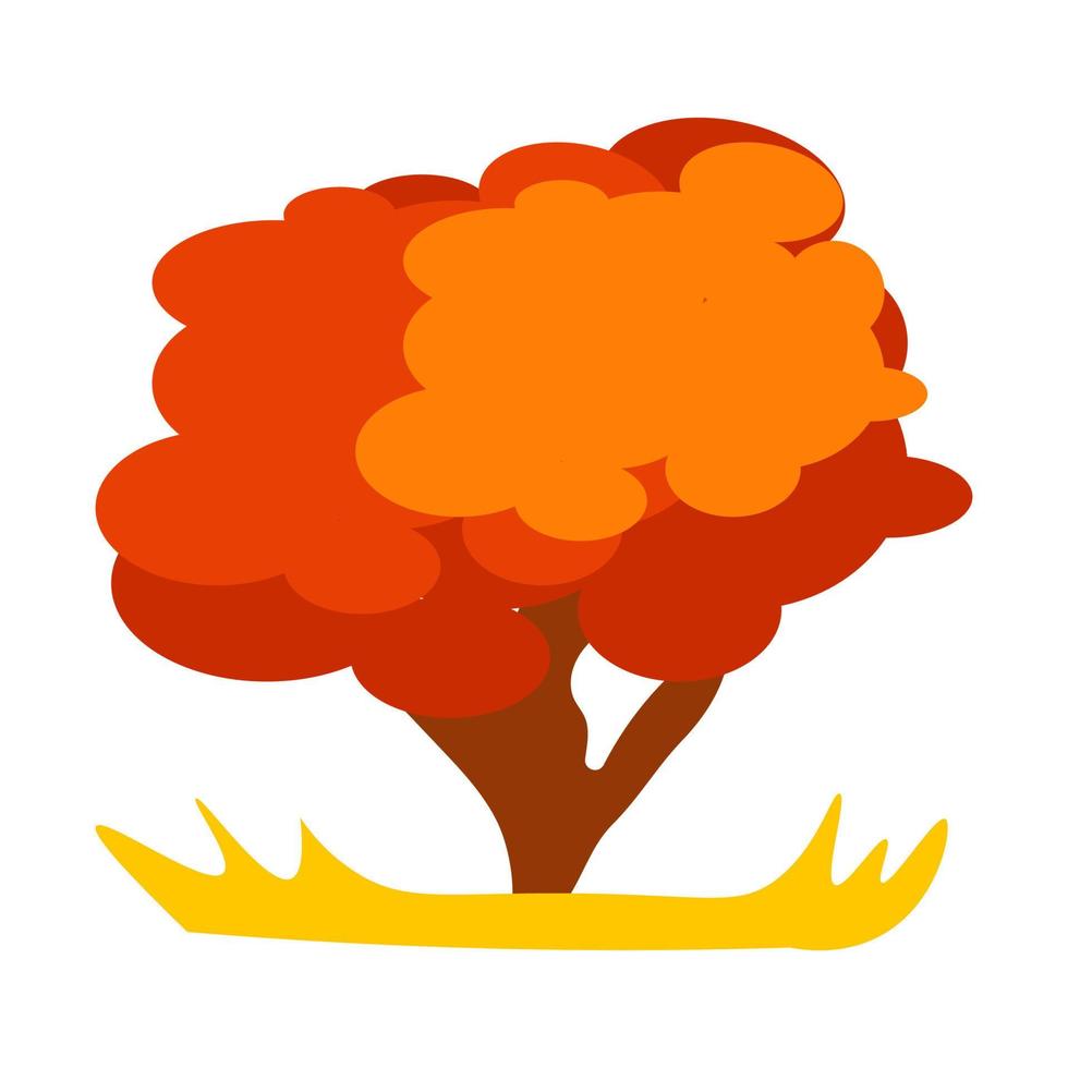 Abstract vector illustration of autumn tree in eps 10. Orange tree in the meadow,
