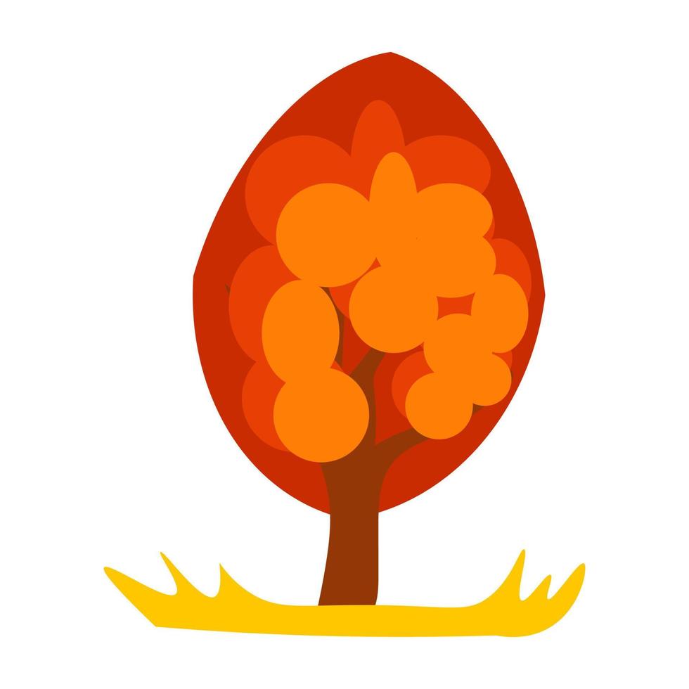 Abstract vector illustration of autumn tree in eps 10. Orange tree in the meadow,