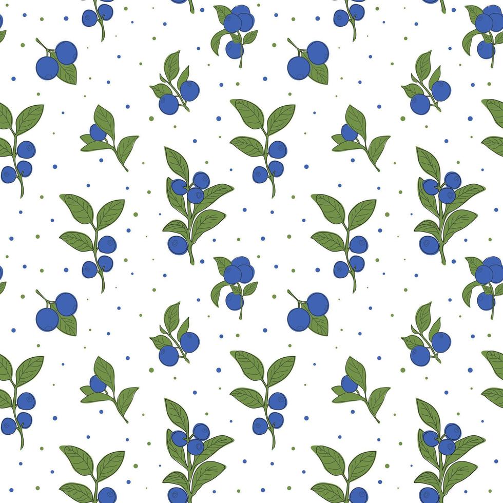 Seamless pattern with fresh blueberries, blueberry bushes. Pattern for textiles, wrapping paper vector