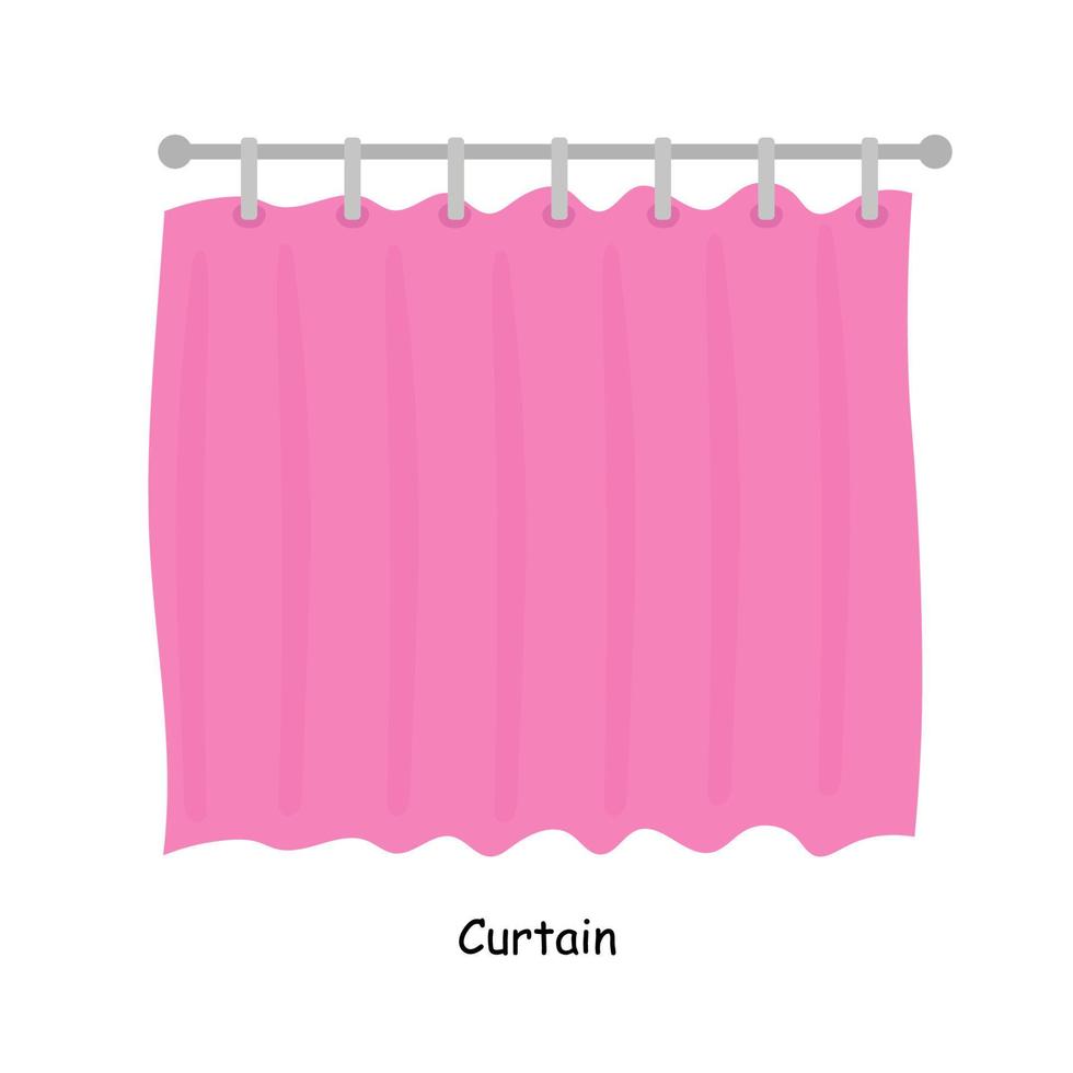 Bathroom elements illustration pink shower curtain. Bathroom  illustration vector