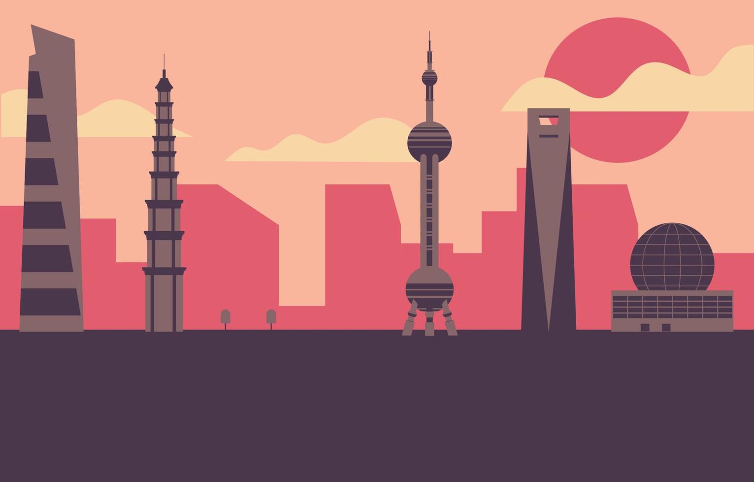 ilustración de la ciudad de shanghai vector