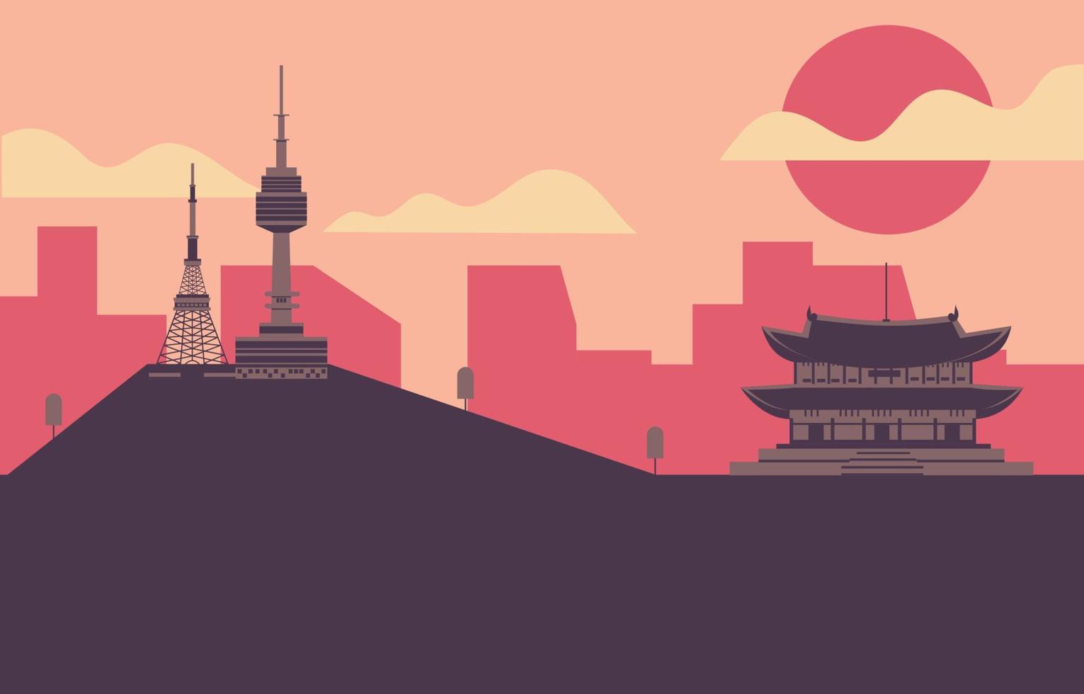 Seoul city illustration vector