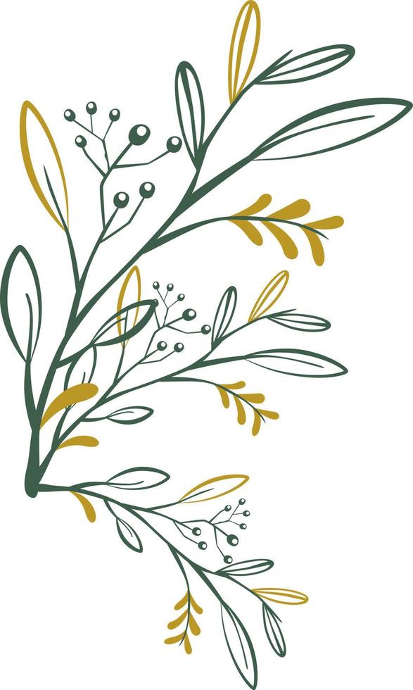 Flowers with leaves line style. vector