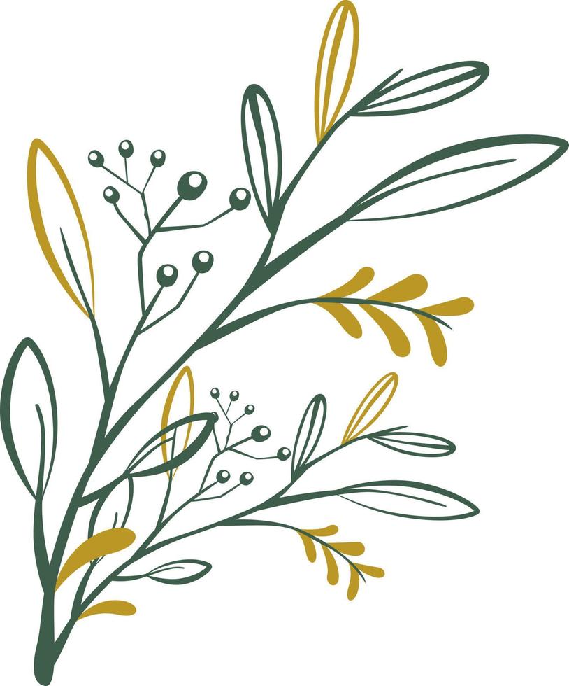 Flowers with leaves line style. vector