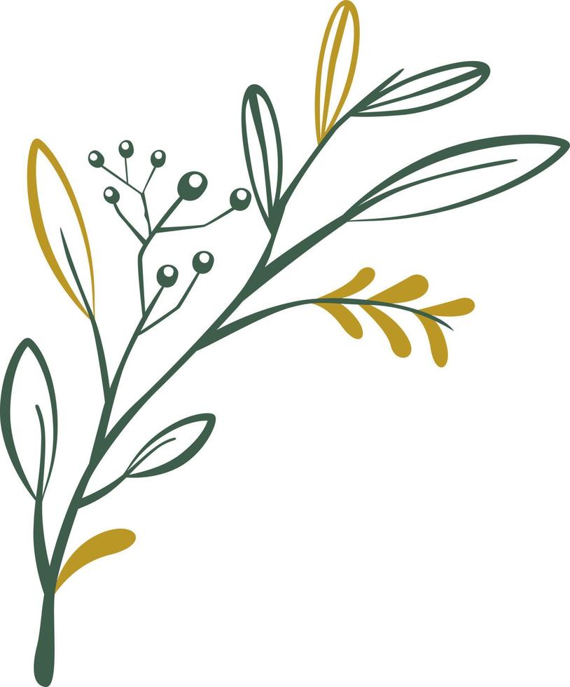 Flowers with leaves line style. vector