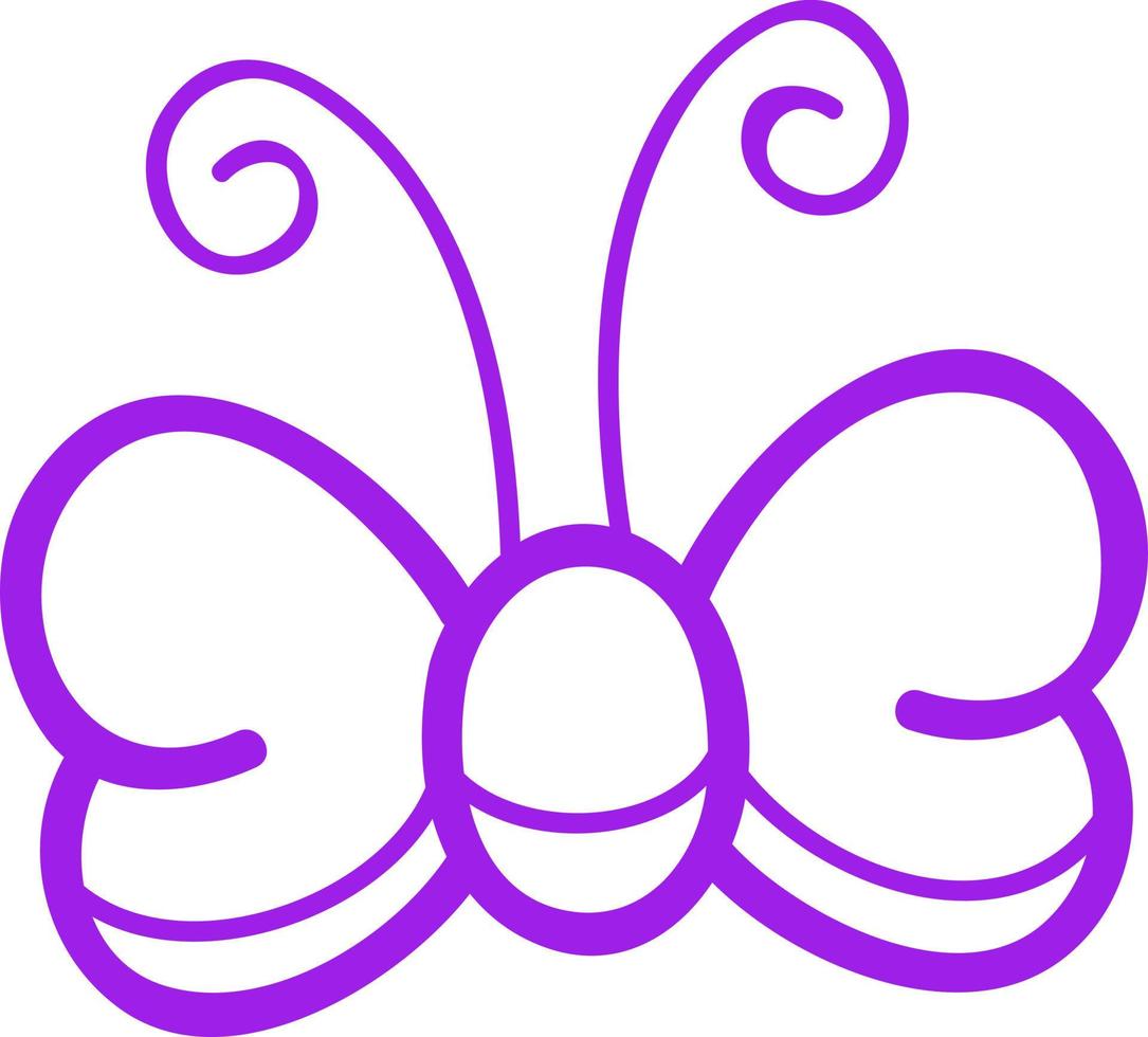 Blue butterfly, line drawing. vector