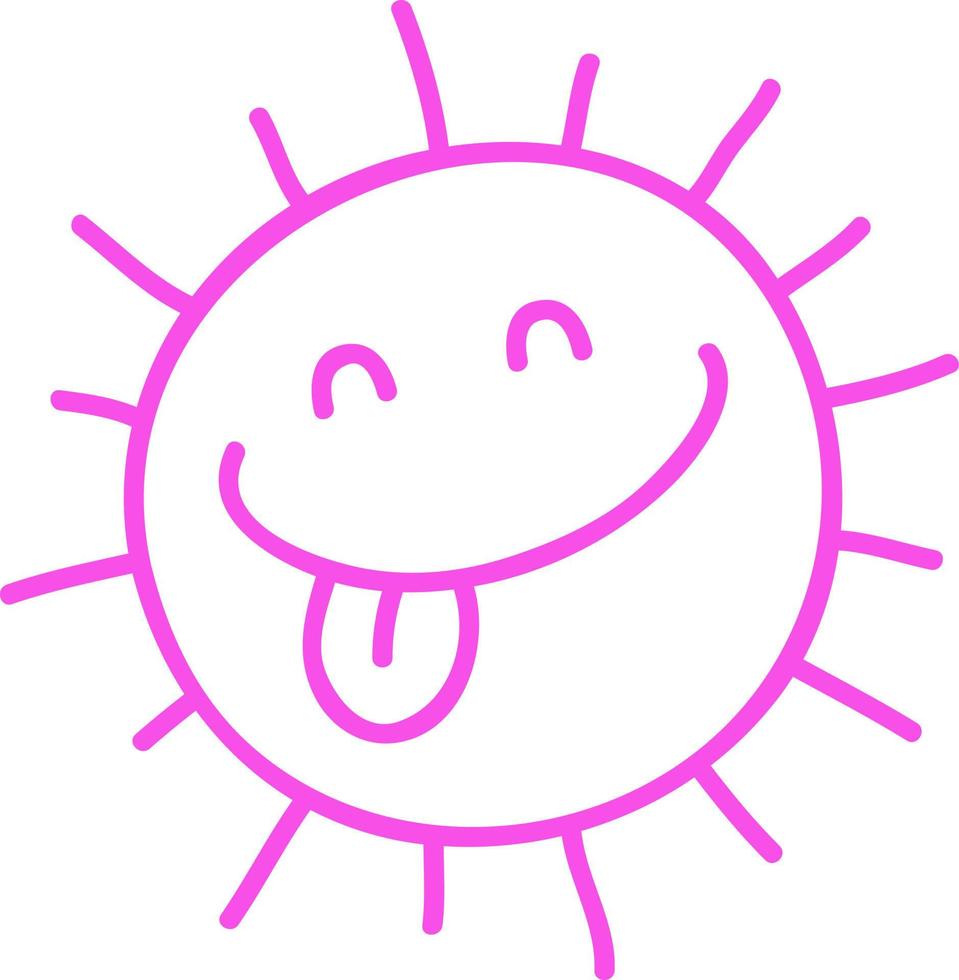 The sun is smiling, line drawing. vector