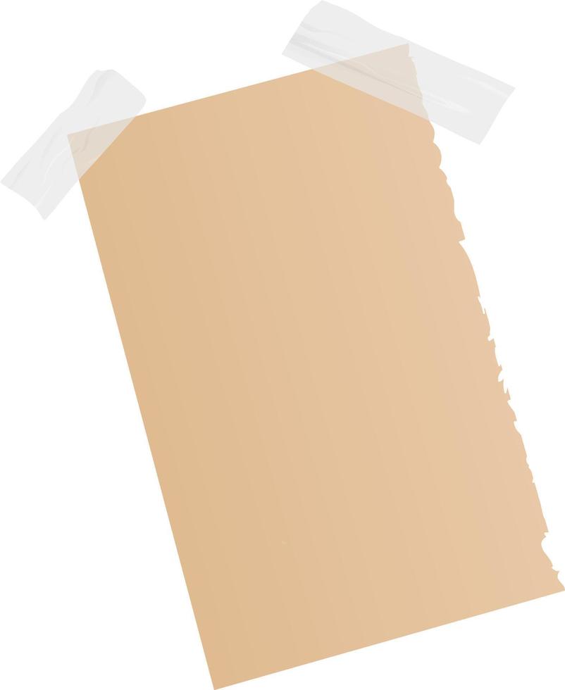 Paper with torn edges glued on with adhesive tape. vector