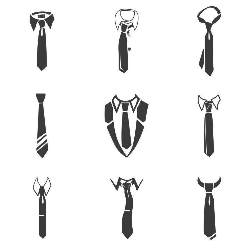 conjunto de iconos de corbata, estilo simple vector