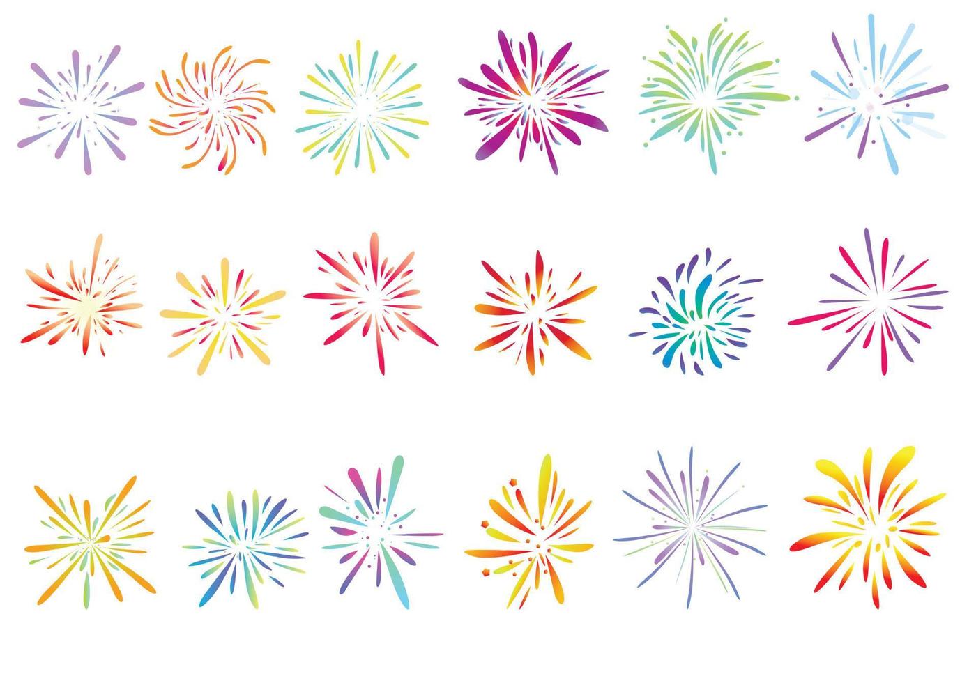 Firework icons set, cartoon style vector