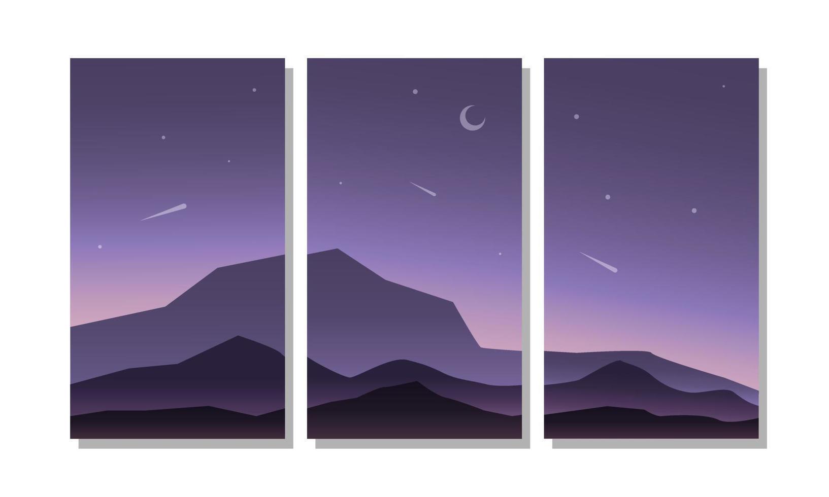 Flat purple mountain landscape wallpaper vector