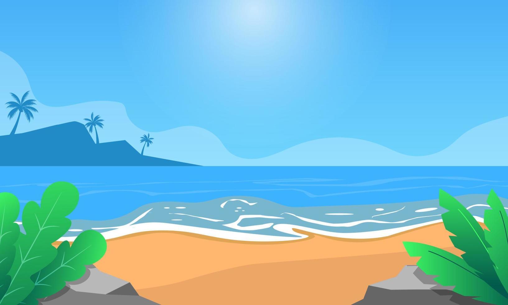 Beautiful wavy beach at sunny day, summer background vector