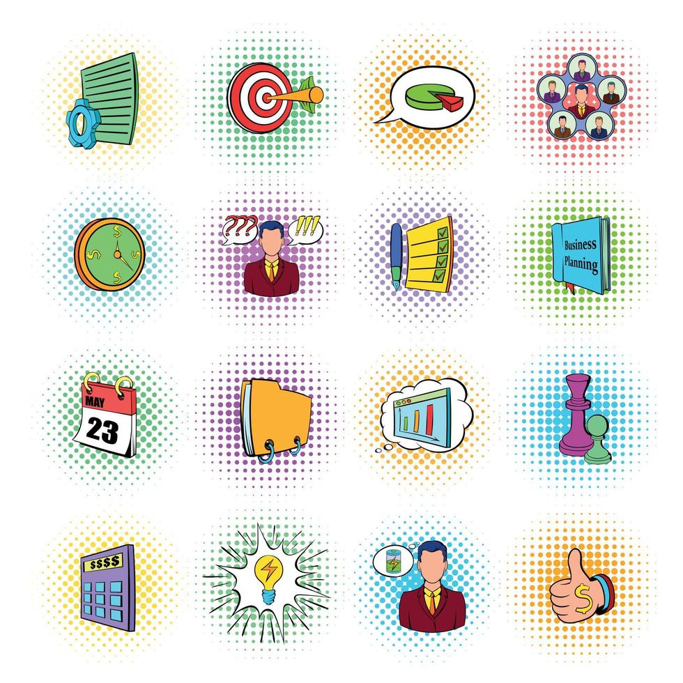 Business planning icons set vector