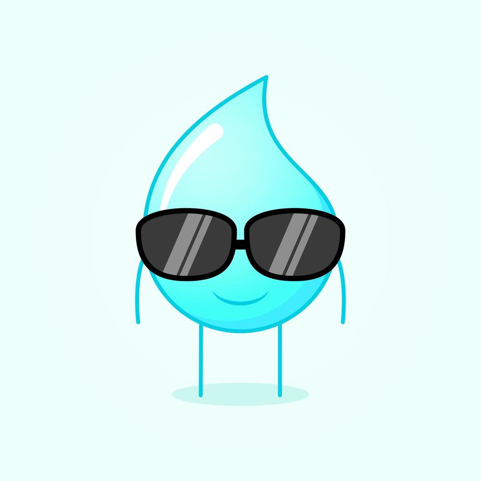 linda caricatura de agua con expresión de sonrisa y anteojos negros. amarillo y naranja. adecuado para logotipos, iconos, símbolos o mascotas. azul y blanco vector