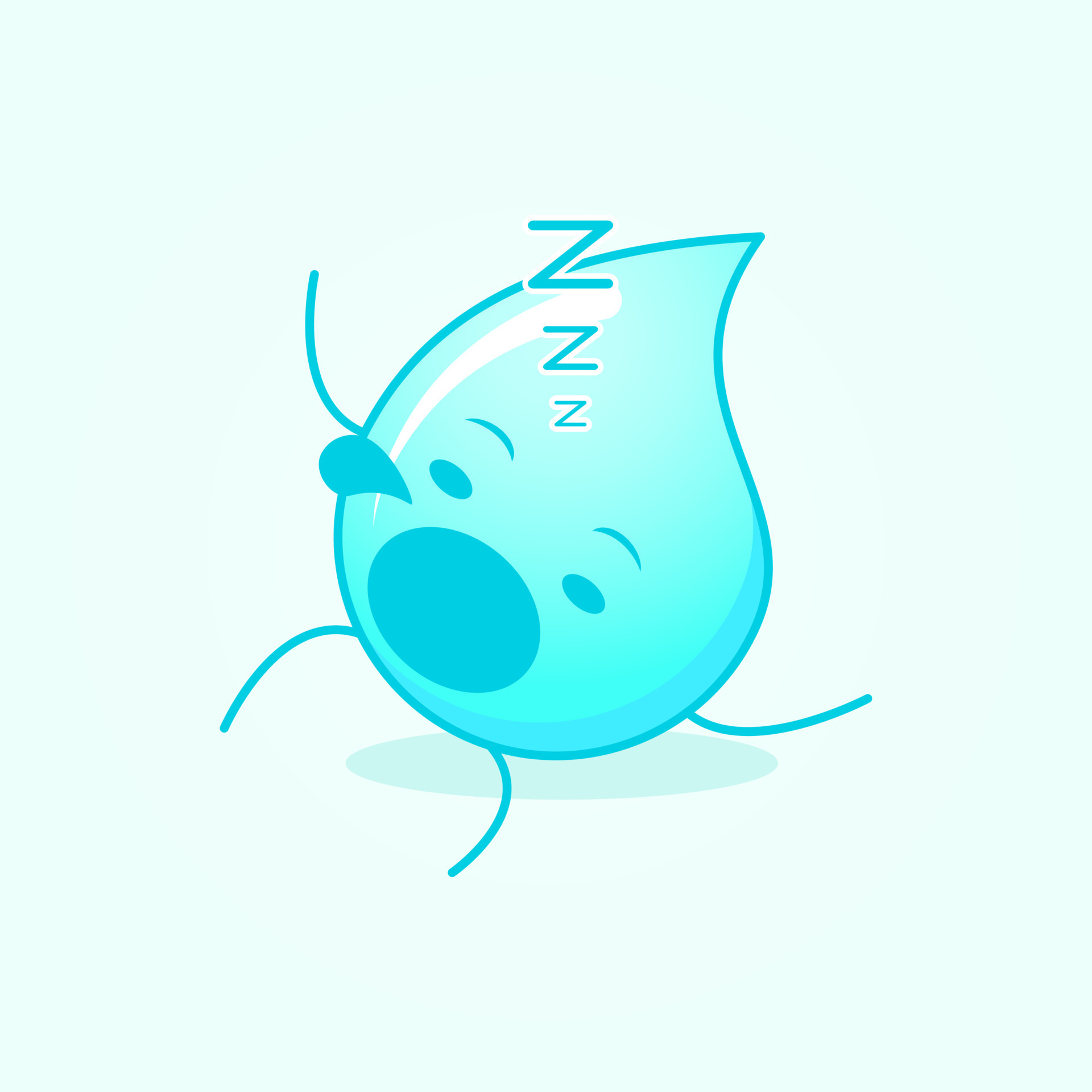 cute water cartoon with sleep expression, lie down, close eyes and mouth  open. suitable for emoticon, logo, mascot and icon. blue and white 8890920  Vector Art at Vecteezy