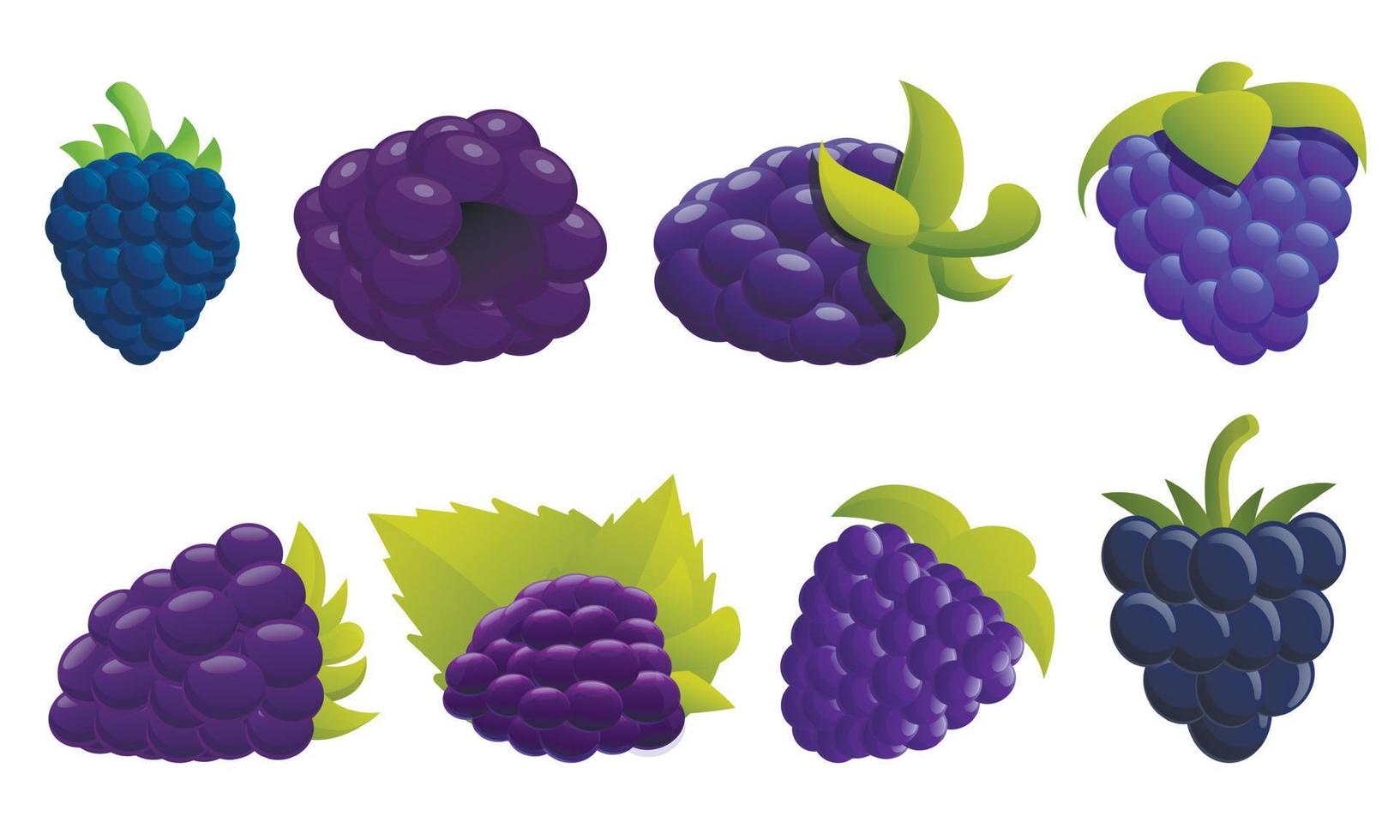 Blackberry icons set, cartoon style vector