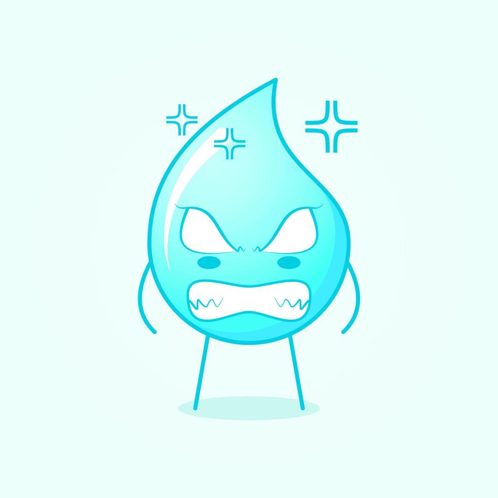 linda caricatura de agua con expresión enojada y ojos saltones. azul y blanco. adecuado para logotipos, iconos, símbolos o mascotas vector