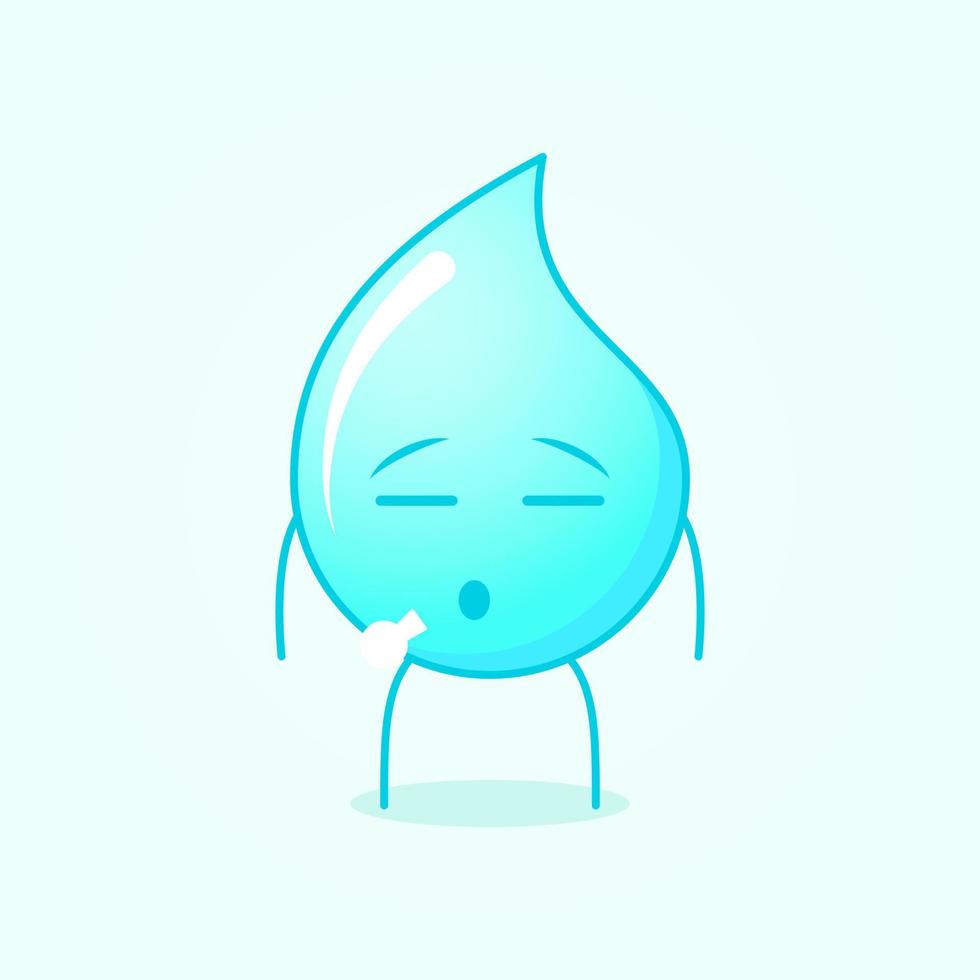 cute water cartoon with flat expression. blue and white. suitable for emoticon, logo, mascot and symbol vector