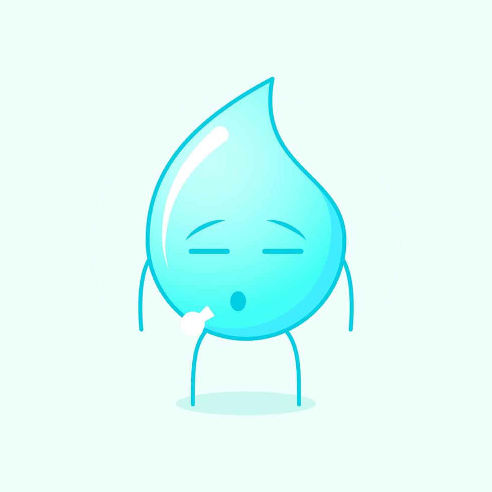 linda caricatura de agua con expresión plana. azul y blanco. adecuado para emoticonos, logotipos, mascotas y símbolos vector