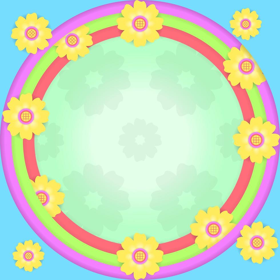 circle frame with flower petals. pastel, colorful, paper cut and creative style. suitable for background, landing page, copy space or flyer vector