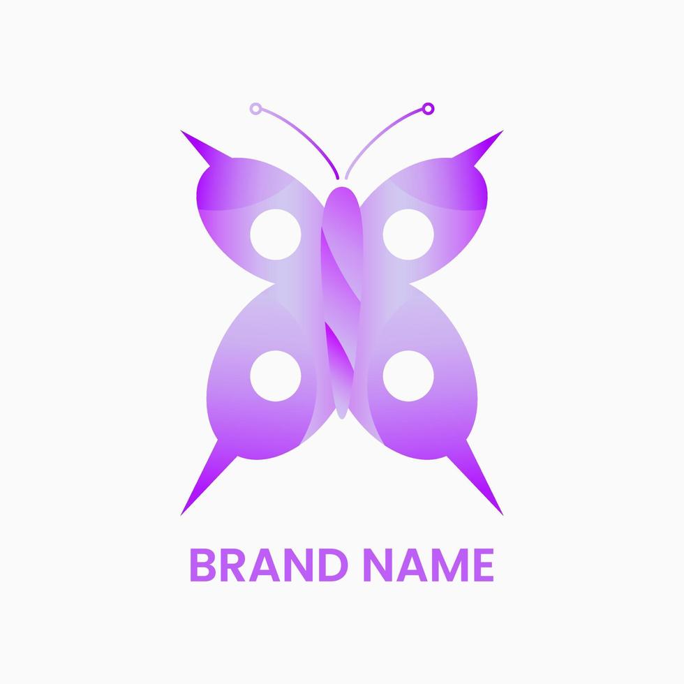 butterfly logo. modern, gradient, purple and elegant. suitable for logo icons, symbols and signs vector