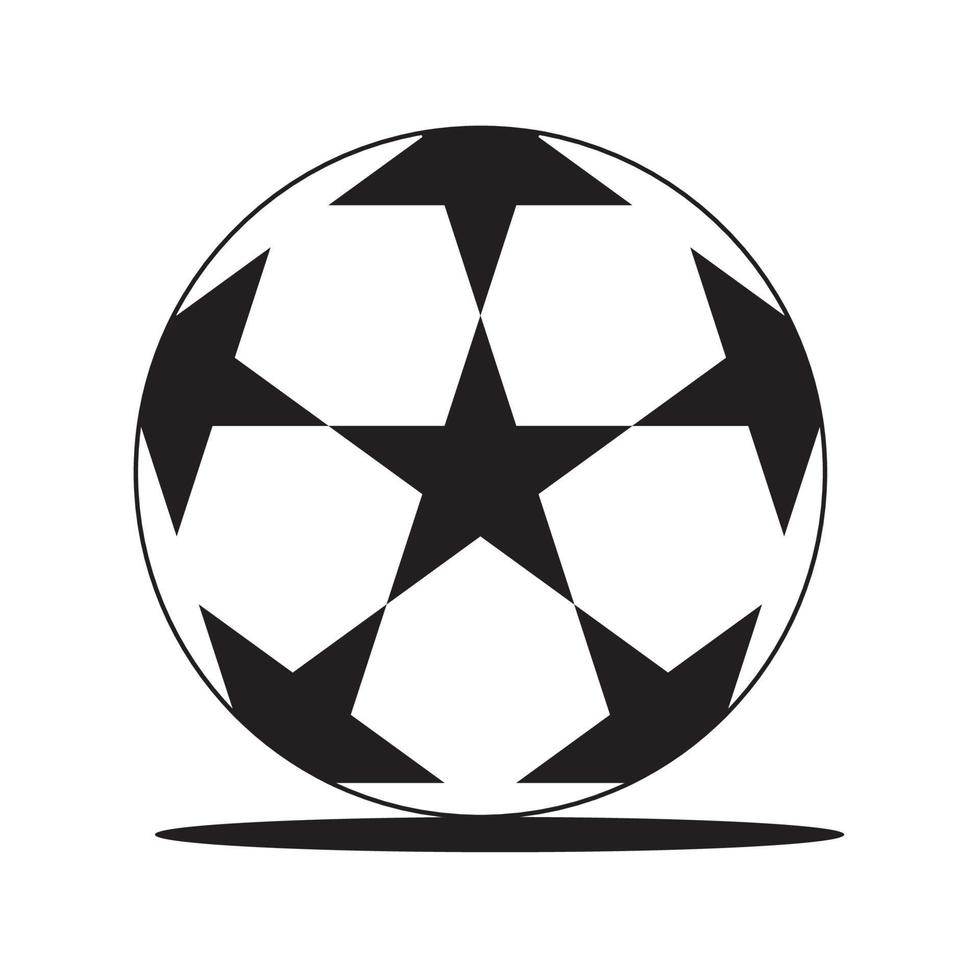 Balón de fútbol con patrón de estrella sobre fondo blanco. vector