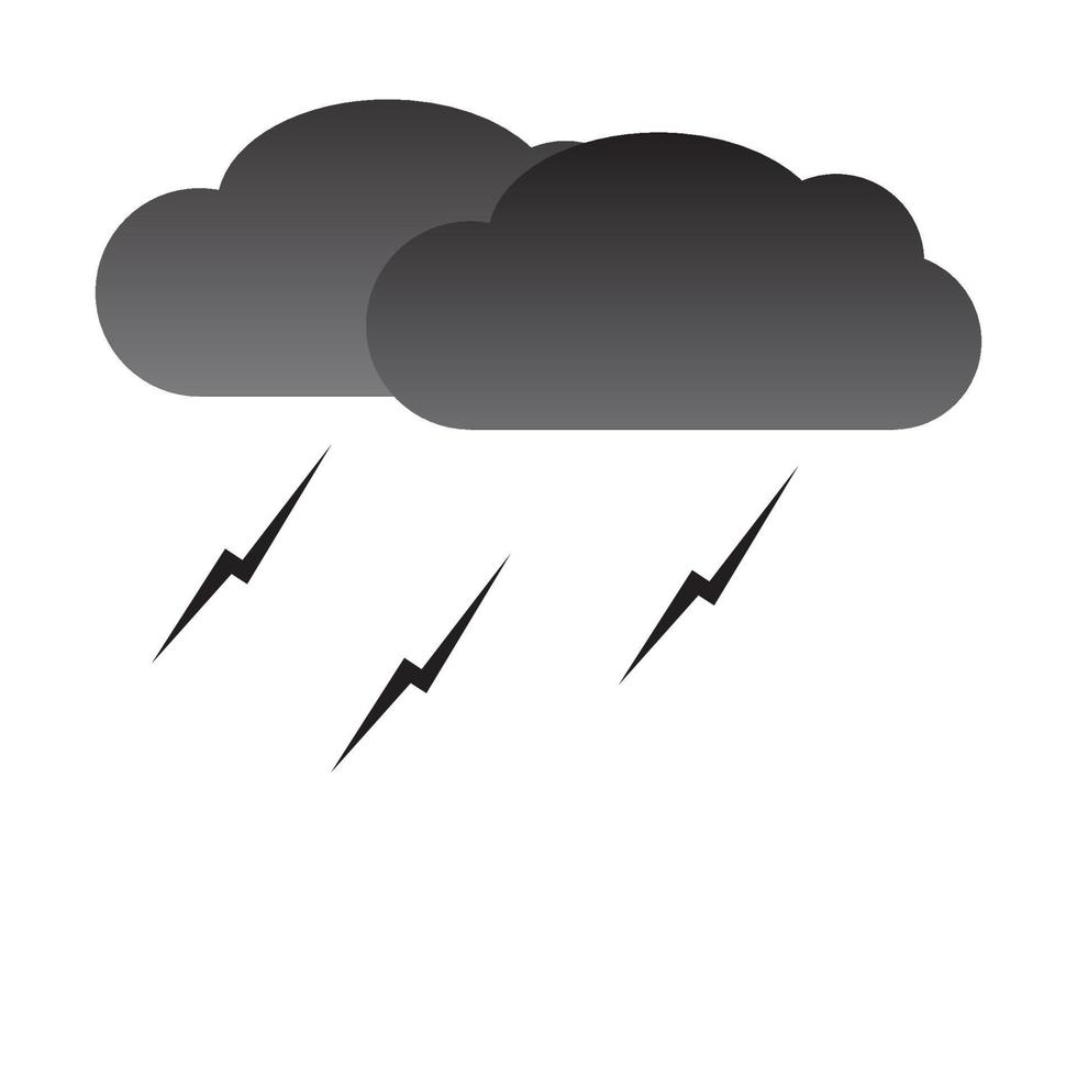 illustration of black cloud with lightning on white background vector