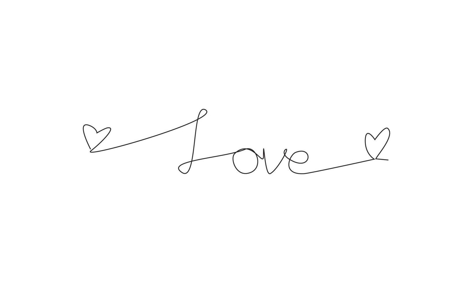 Continuous line drawing of love lettering vector