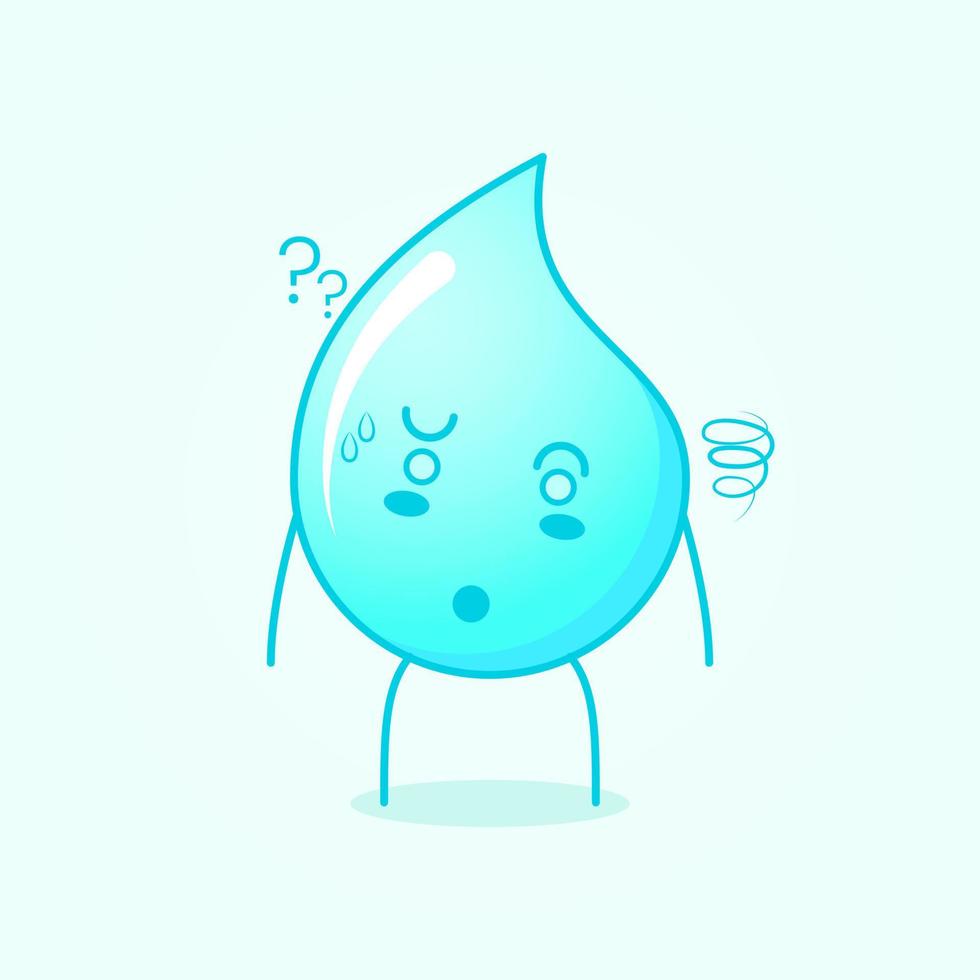 cute water cartoon with confused expression. blue and white. suitable for emoticon, logo, mascot and symbol vector