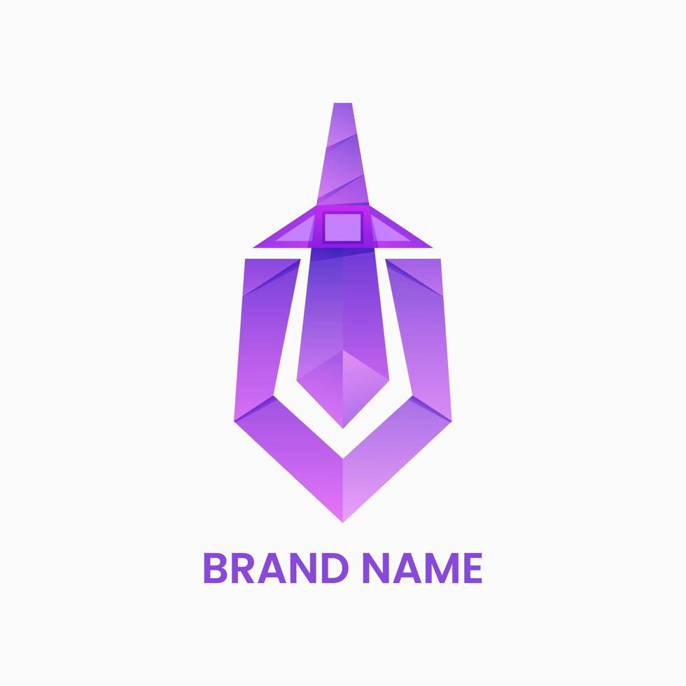 purple sword and letter u logo. modern, gradient and elegant. suitable for logo, icon, symbol and sign vector