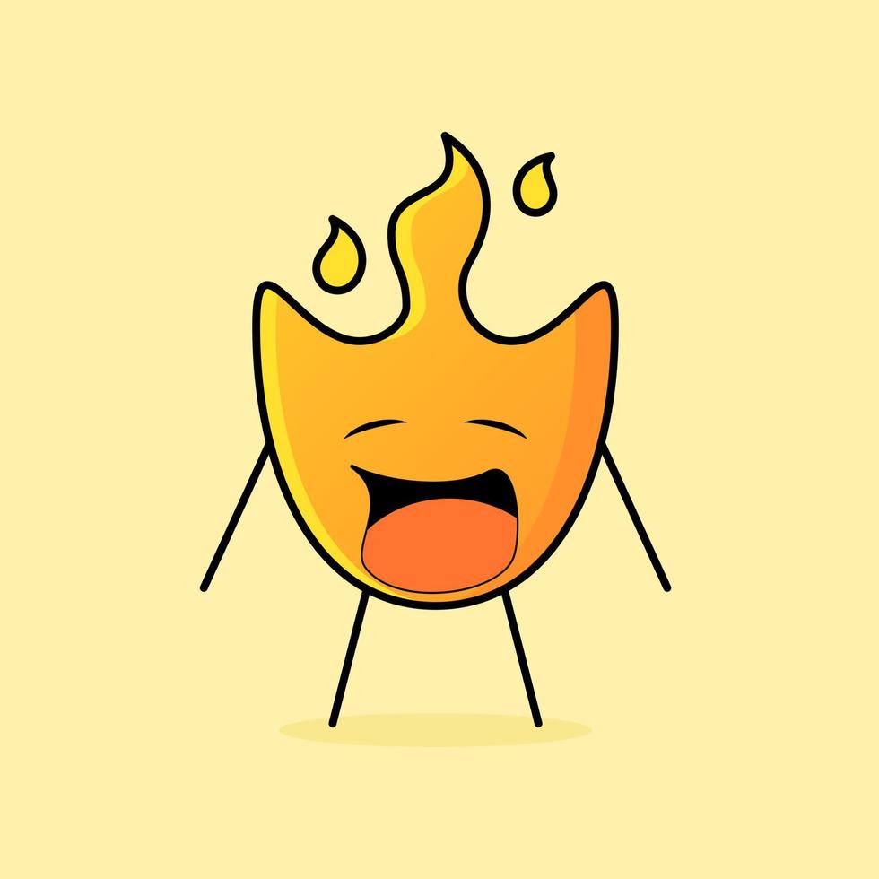 linda caricatura de fuego con expresión de llanto y boca abierta. adecuado para logotipos, iconos, símbolos o mascotas vector
