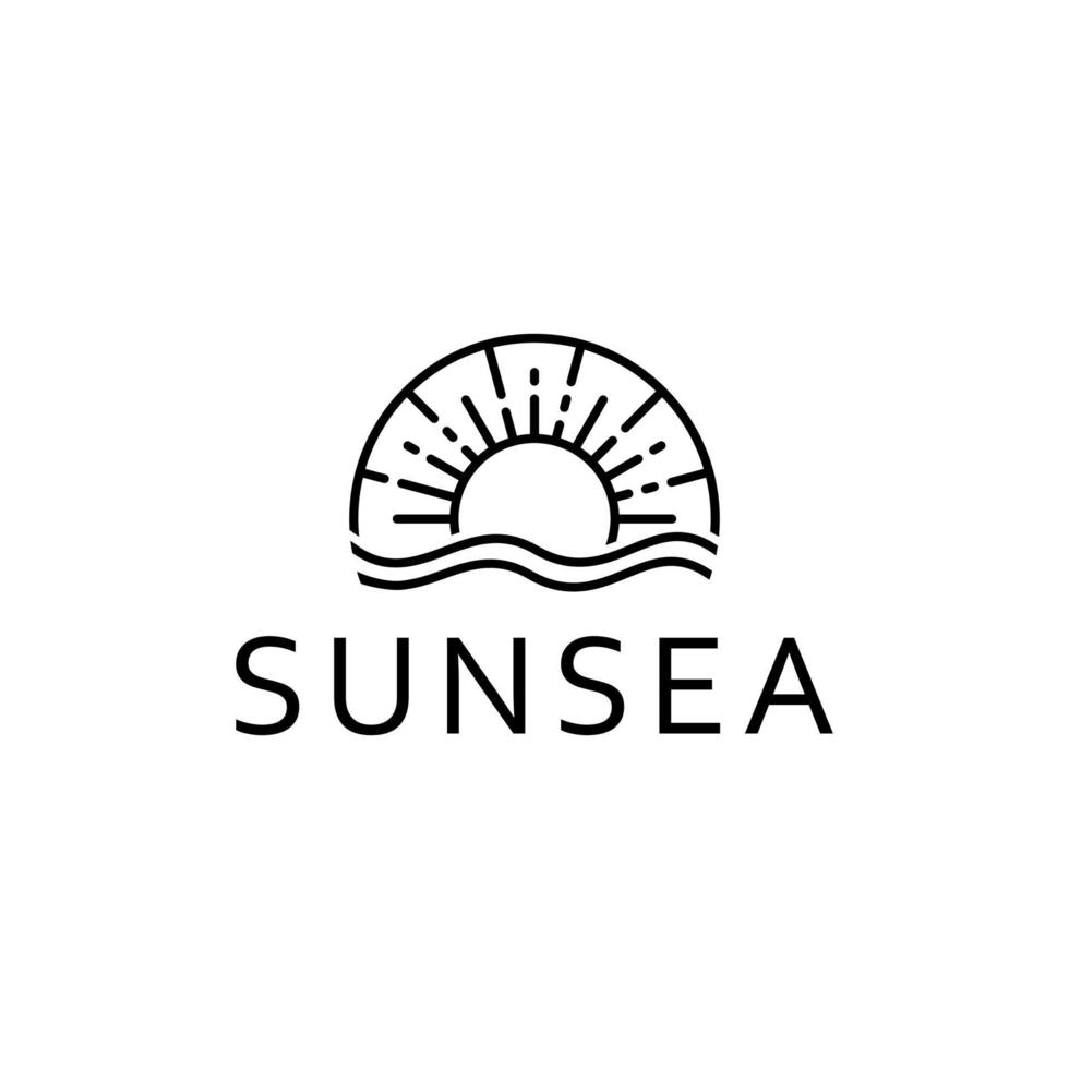 Sun and Sea Logo Template. Sun and Water Logo Template. Vector Eps10