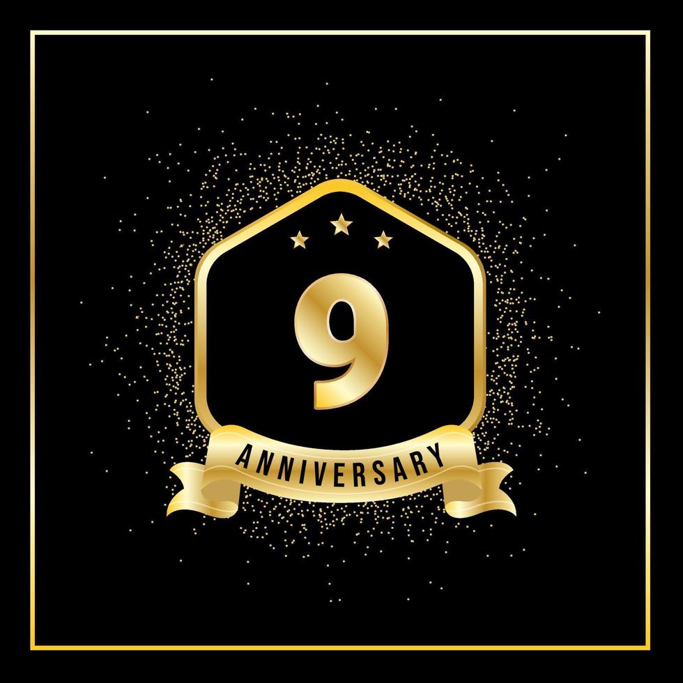9 Years Anniversary Vector Tempalate for Greeting Card, Poster, Banner, or Print. VEctor Eps10