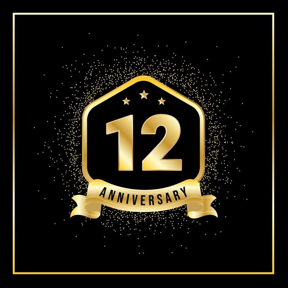 12 Years Anniversary Vector Tempalate for Greeting Card, Poster, Banner, or Print. VEctor Eps10