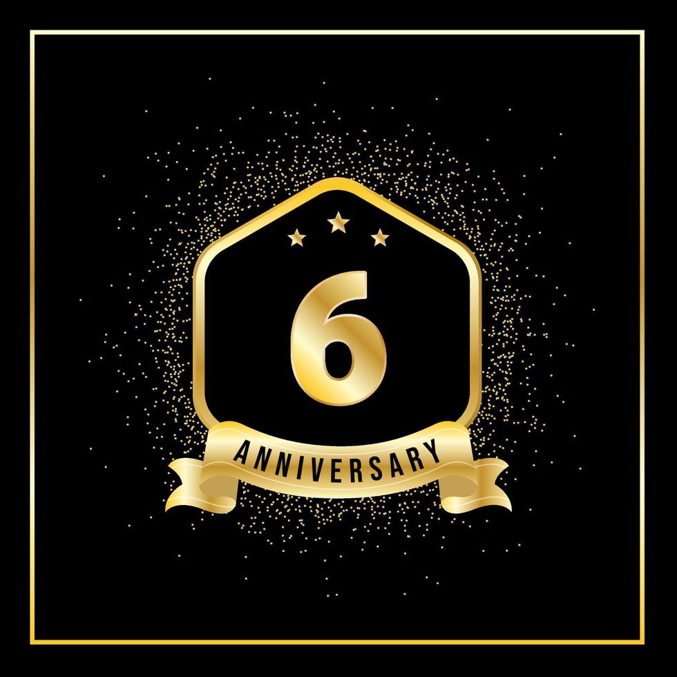 6 Years Anniversary Vector Tempalate for Greeting Card, Poster, Banner, or Print. VEctor Eps10