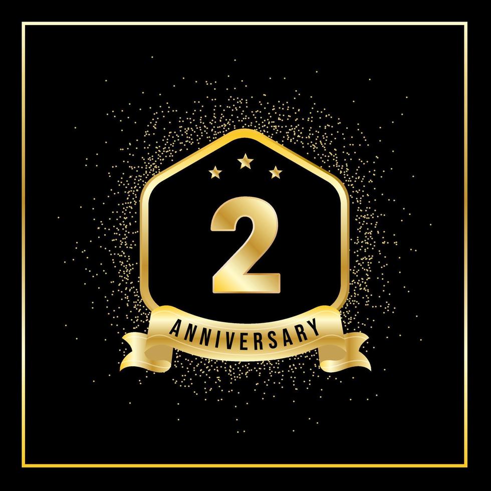 2 Years Anniversary Vector Tempalate for Greeting Card, Poster, Banner, or Print. VEctor Eps10