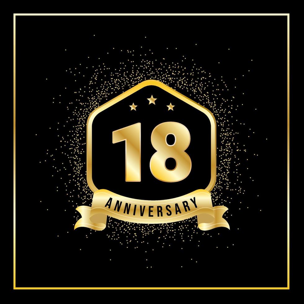 18 Years Anniversary Vector Tempalate for Greeting Card, Poster, Banner, or Print. VEctor Eps10