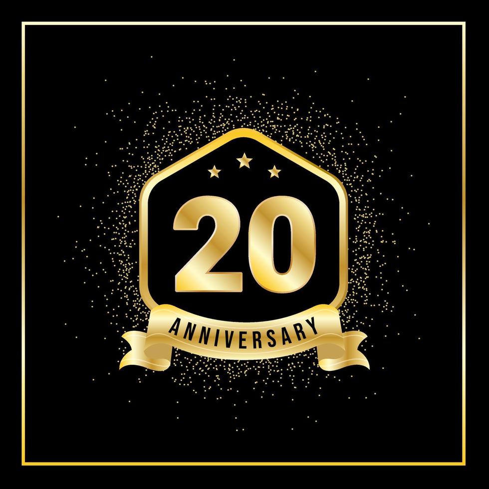 Plantilla de vector de aniversario de 20 años para tarjeta de felicitación, afiche, pancarta o impresión. eps10 vectoriales