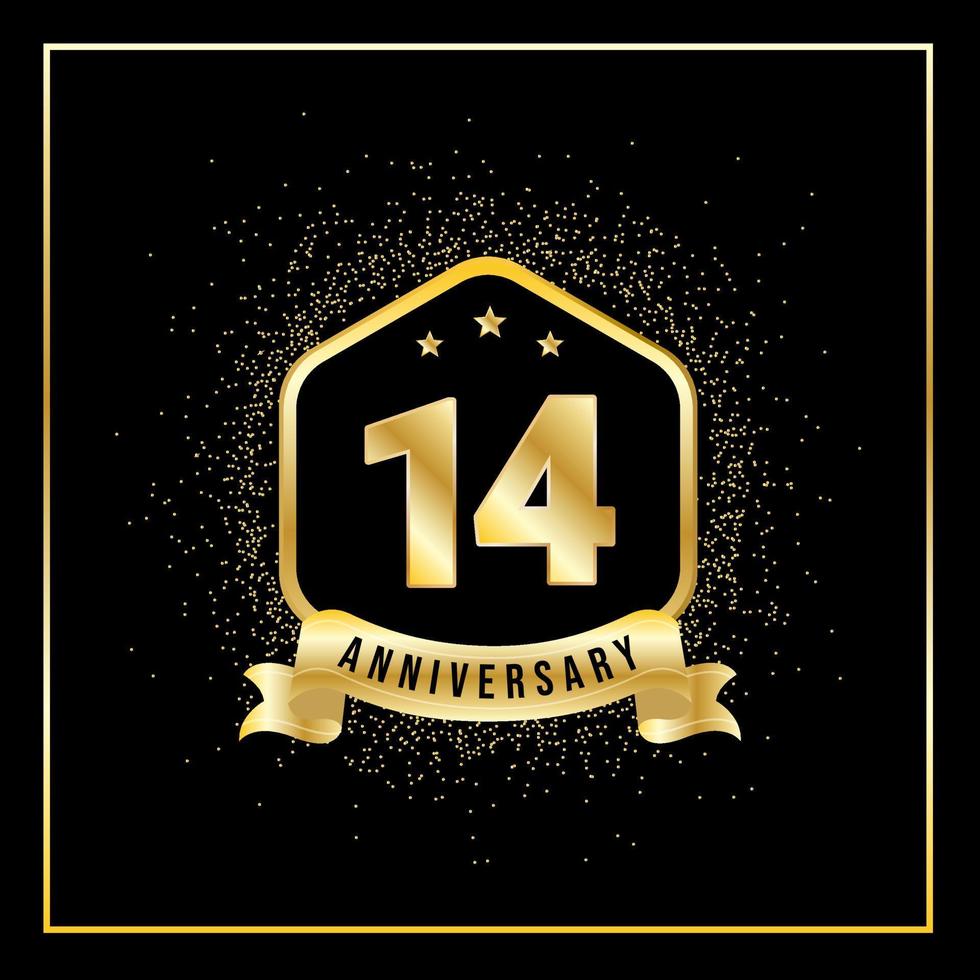 14 Years Anniversary Vector Tempalate for Greeting Card, Poster, Banner, or Print. VEctor Eps10