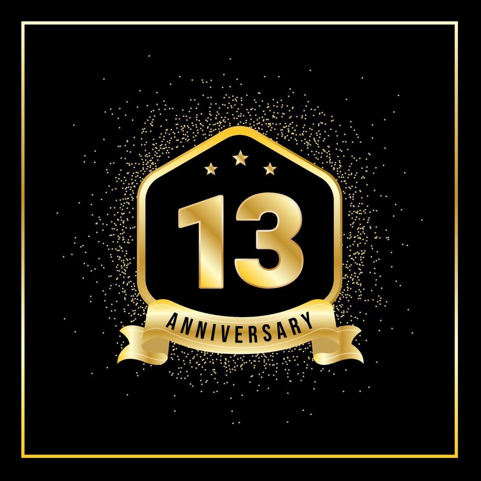 13 Years Anniversary Vector Tempalate for Greeting Card, Poster, Banner, or Print. VEctor Eps10