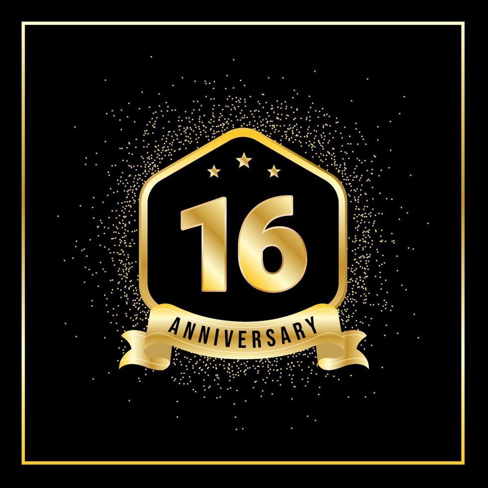 16 Years Anniversary Vector Tempalate for Greeting Card, Poster, Banner, or Print. VEctor Eps10