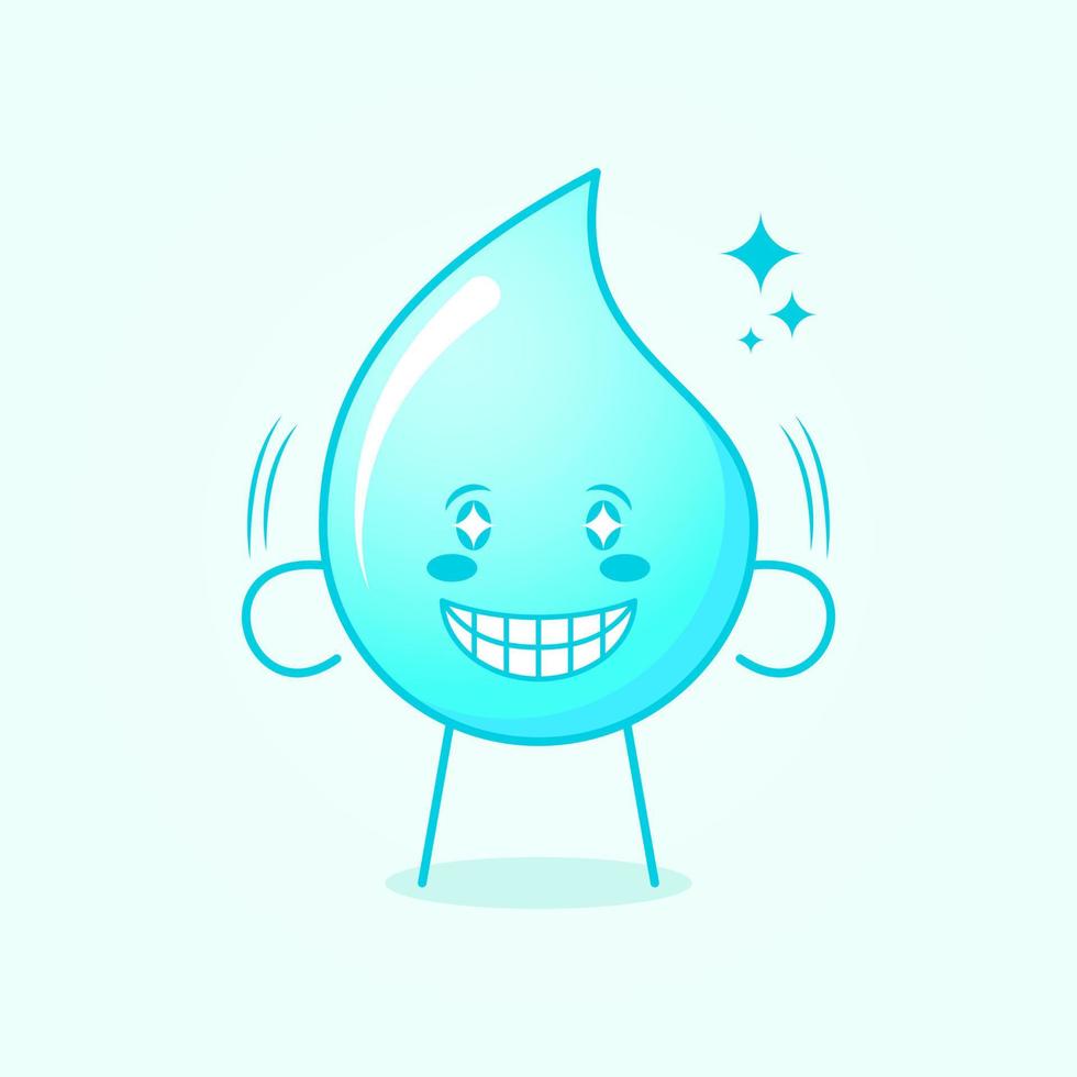 linda caricatura de agua con ojos brillantes, sonrisa y expresión feliz. adecuado para logotipos, iconos, símbolos o mascotas. azul y blanco vector