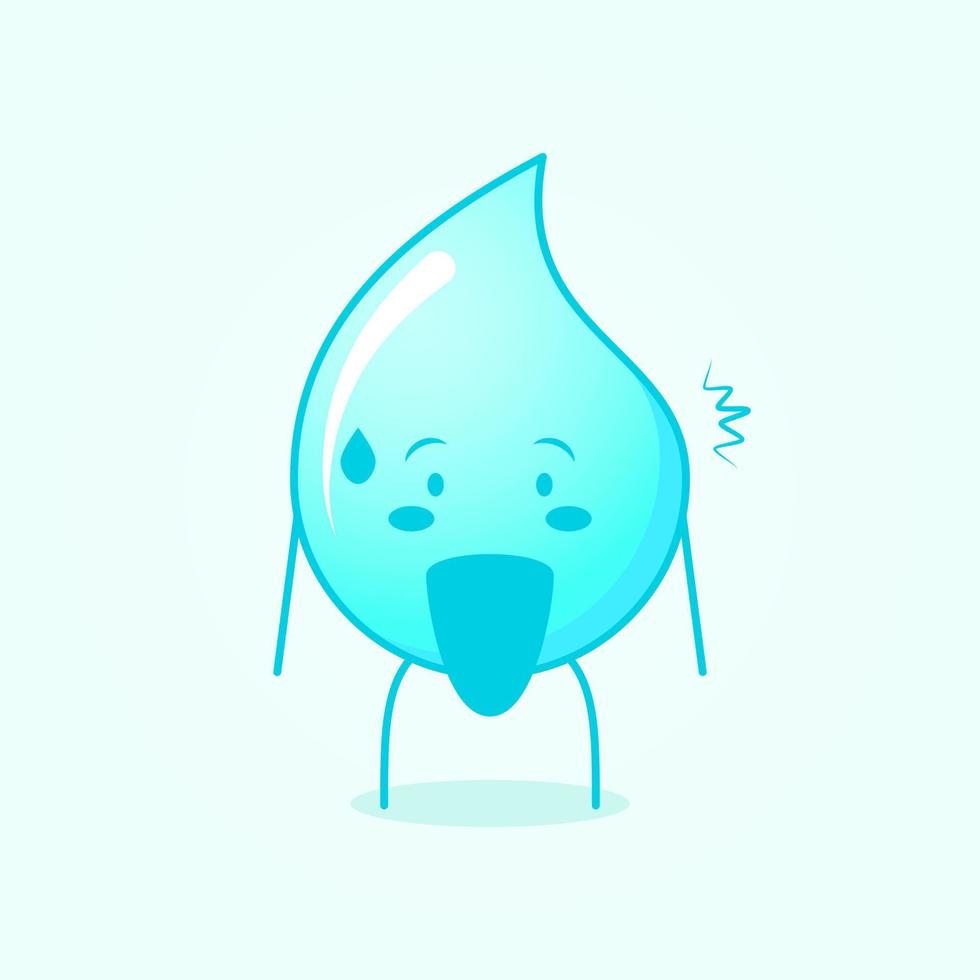 linda caricatura de agua con expresión sorprendida. adecuado para logotipos, iconos, símbolos o mascotas. azul y blanco vector