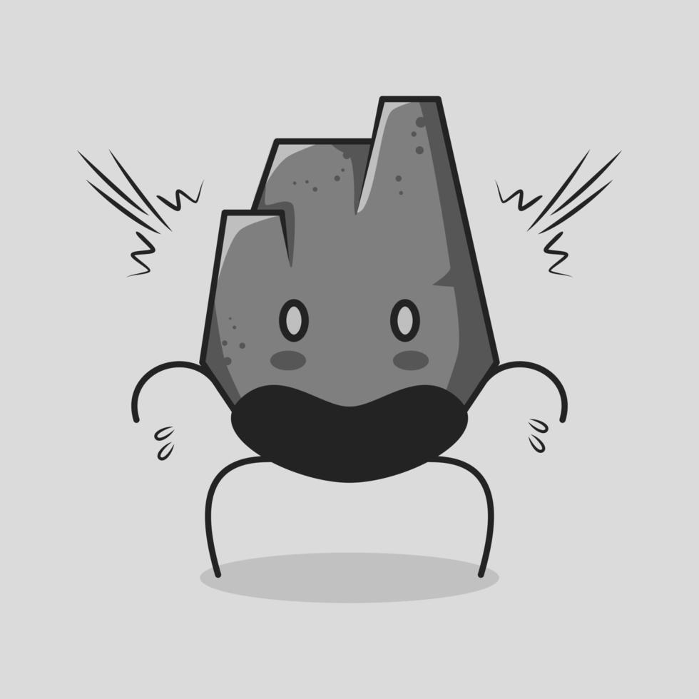 cute stone cartoon with shocked expression. mouth open and bulging eyes. suitable for logos, icons, symbols or mascots. grey vector