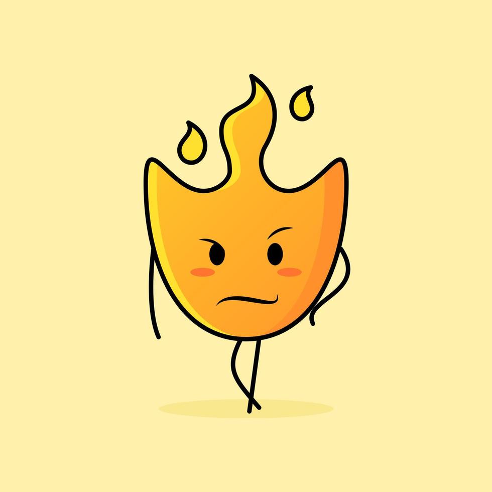 linda caricatura de fuego con expresión genial. adecuado para logotipos, iconos, símbolos o mascotas vector