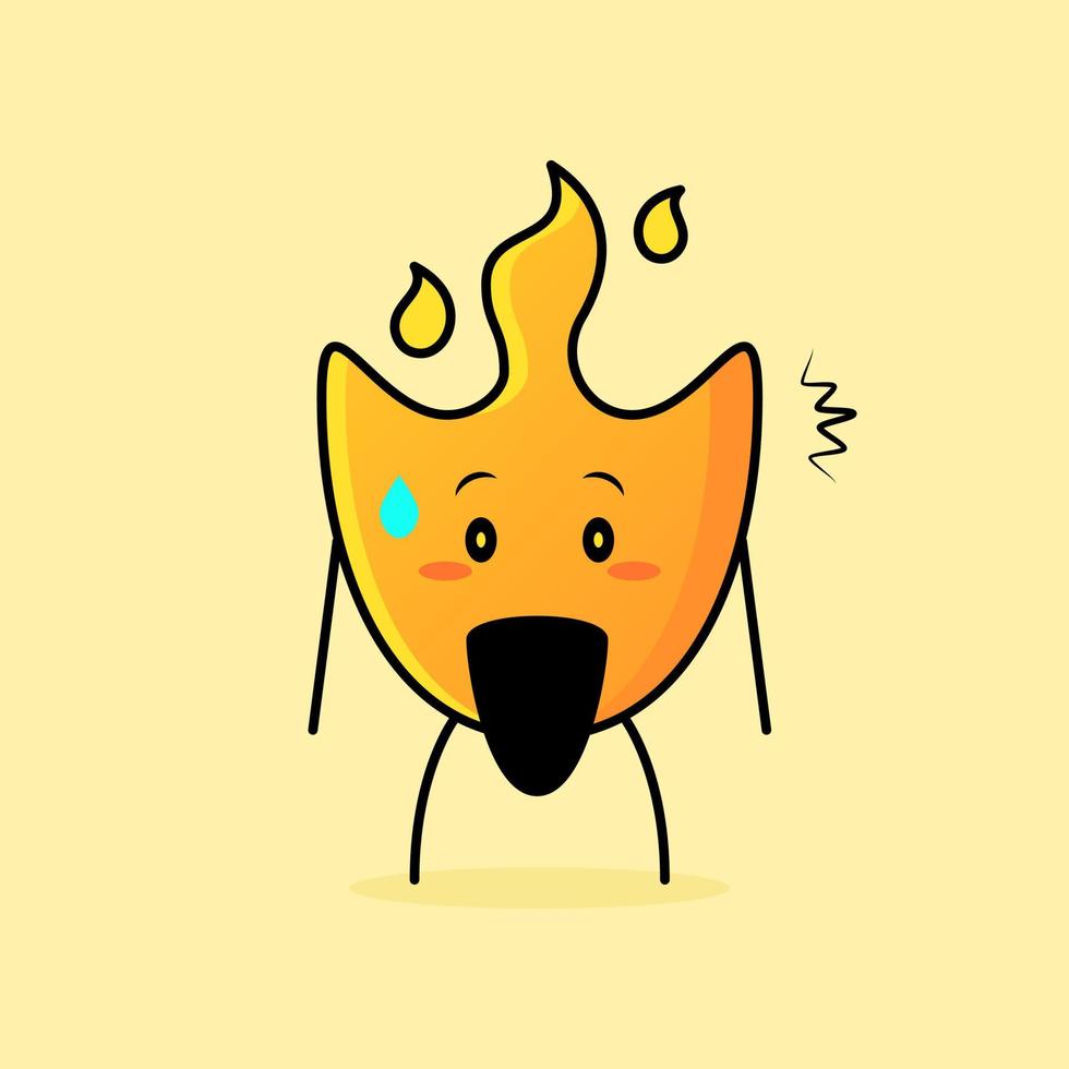 cute fire cartoon with shocked expression. suitable for logos, icons, symbols or mascots vector