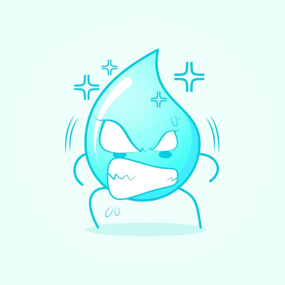 linda caricatura de agua con expresión enojada. ojos saltones y dientes sonrientes. azul y blanco. adecuado para logotipos, iconos, símbolos o mascotas vector
