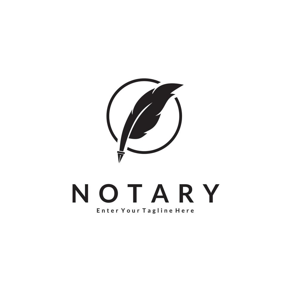 logo Creative Feather Vector For Notaries