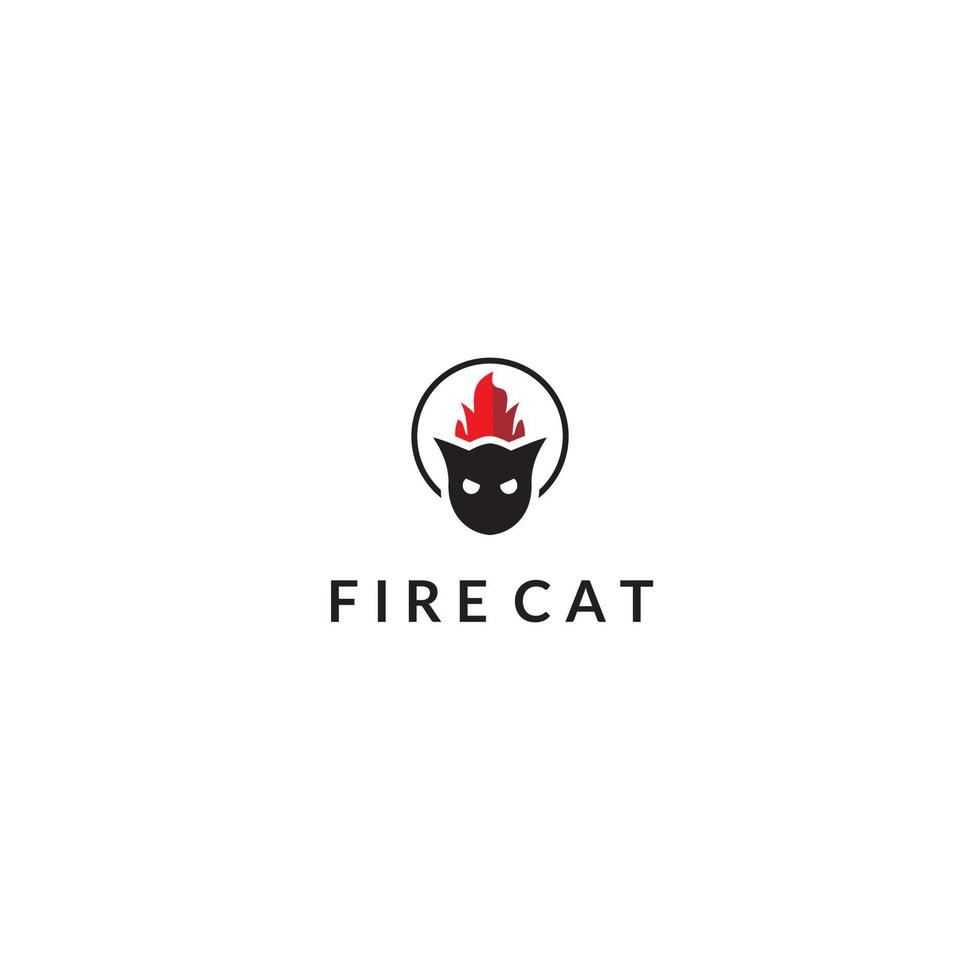 cat and fire head vector